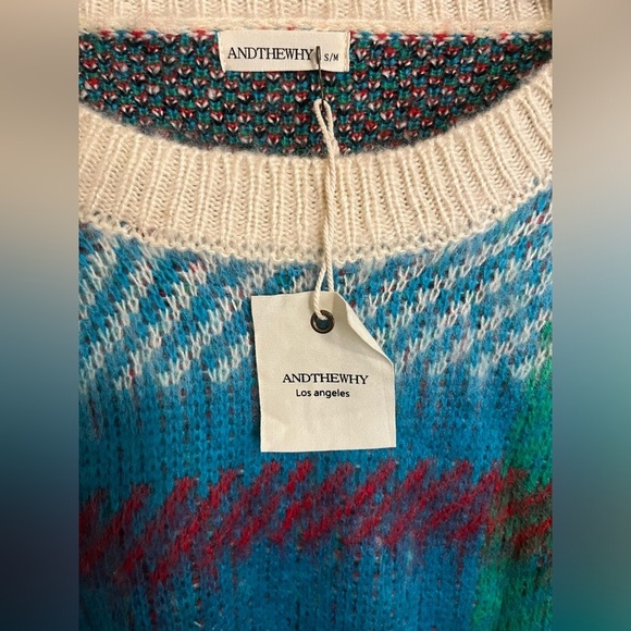 Andthewhy NWT Striped Oversized Super Soft Crewneck Sweater Small Medium - Picture 3 of 3